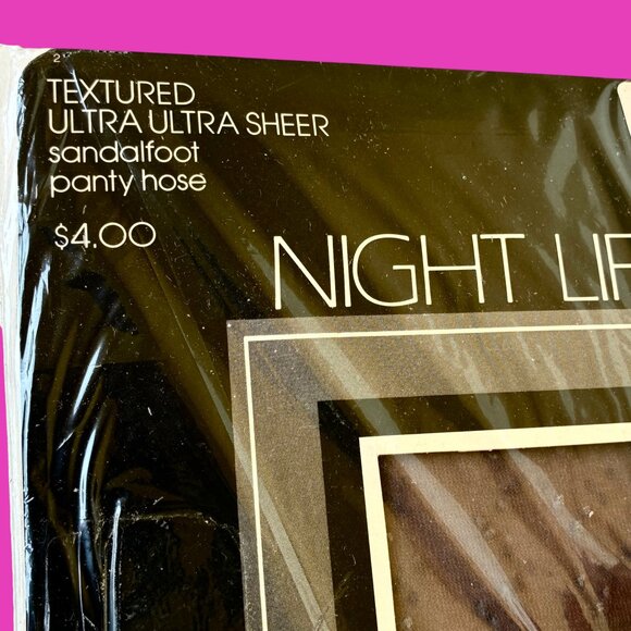 NIGHT LIFE Vintagd Gray Mist Ultra Ultra Sheer Pantyhose TEXTURED size Tall New - Picture 8 of 10